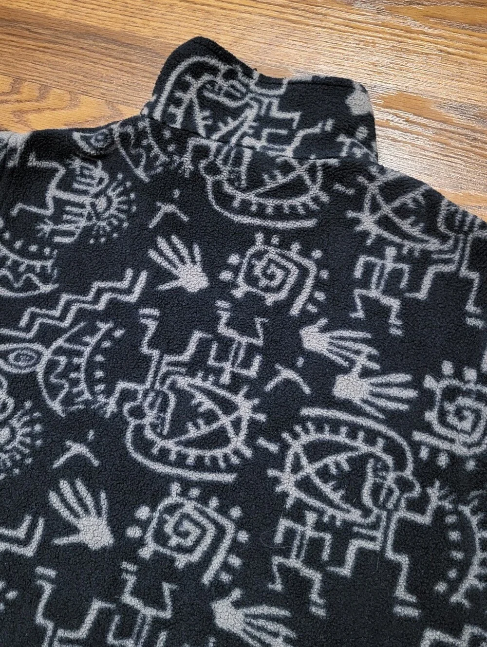 Fleece Full Zip NORTH FACE Vest Tribal People GEOMETRIC Print Mens M / Womens L